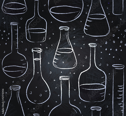 Back to School: science lab objects doodle vintage style sketche