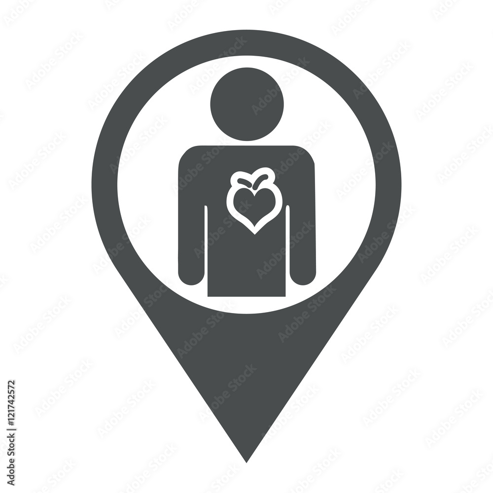 Icono plano localizacion corazón gris Icono plano localizacion corazón gris