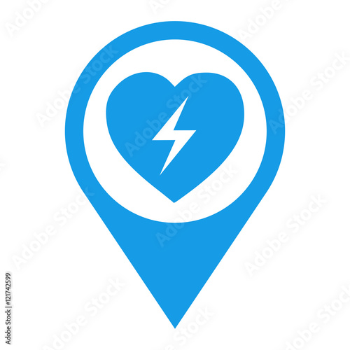 Icono plano localizacion defibrilador azul Free Download Icono plano localizacion defibrilador azul - GFXLoad