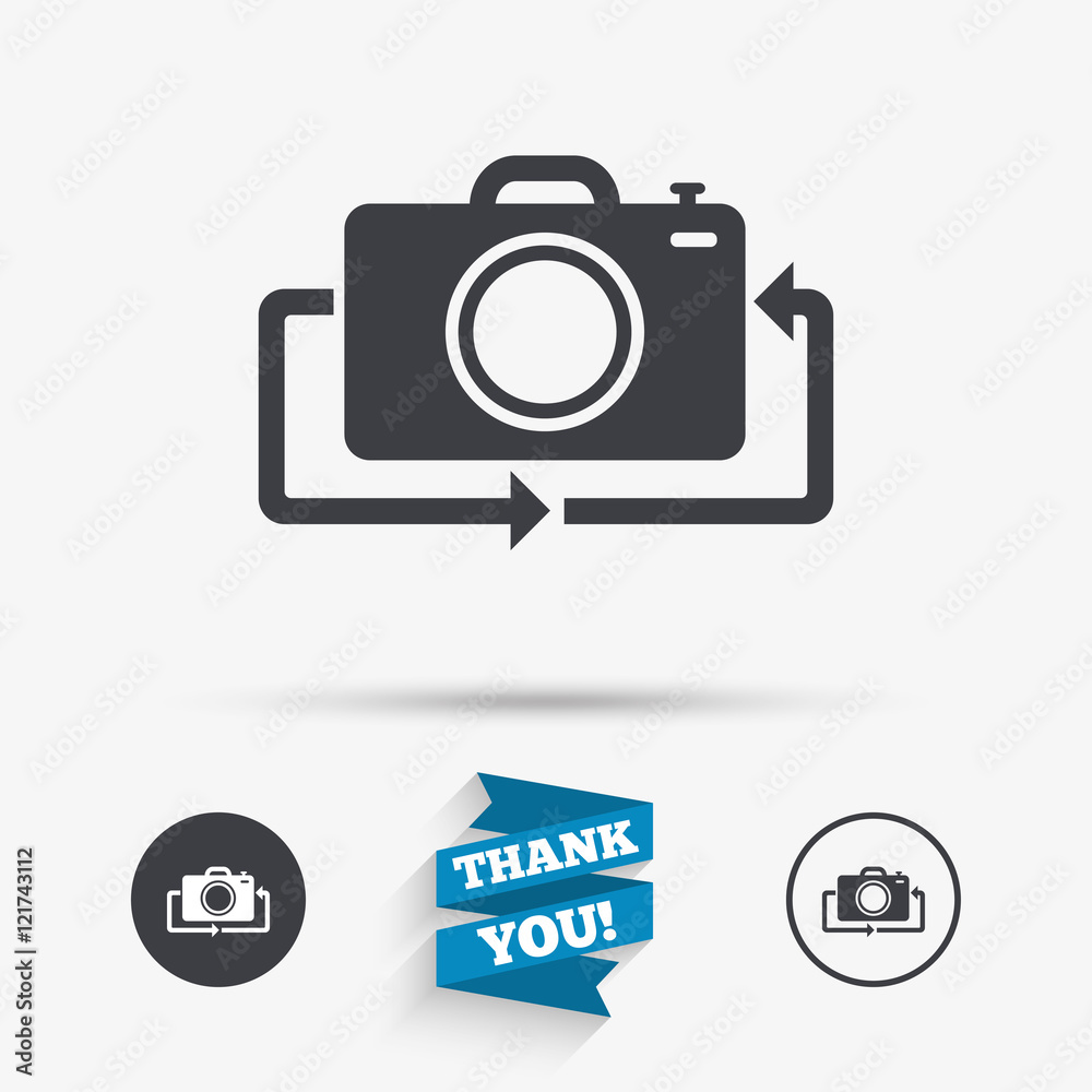 Front photo camera sign icon. Change symbol. Front photo camera sign icon. Change symbol.