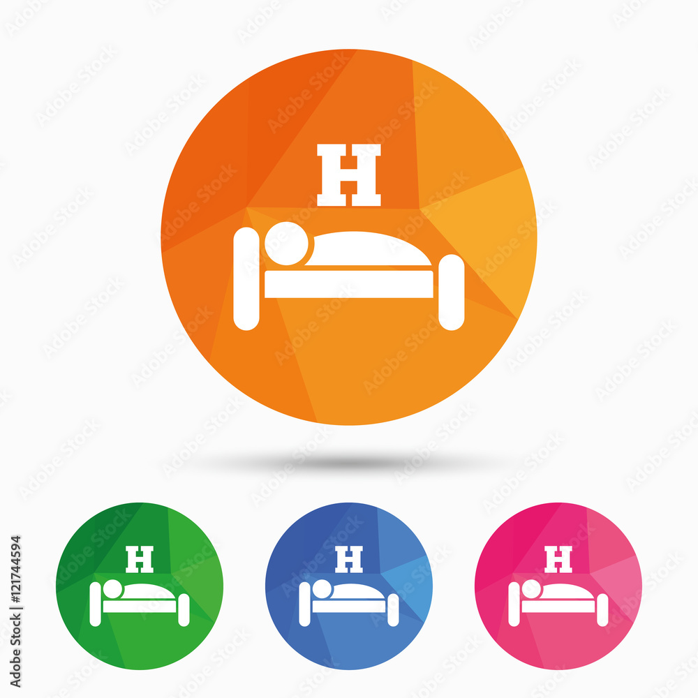 Hotel sign icon. Rest place. Sleeper symbol. Hotel sign icon. Rest place. Sleeper symbol.