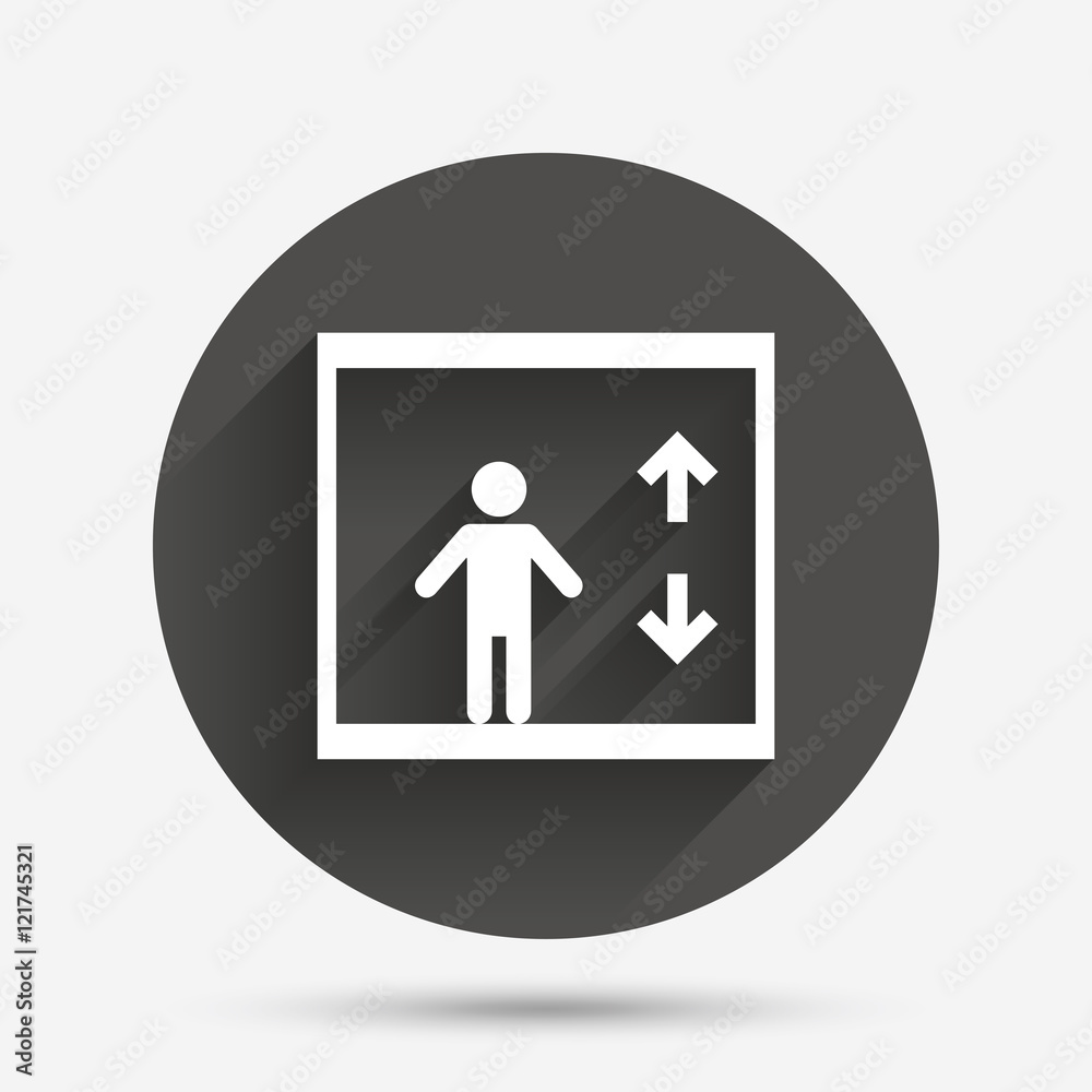 Elevator icon. Person symbol with up down arrows Elevator icon. Person symbol with up down arrows