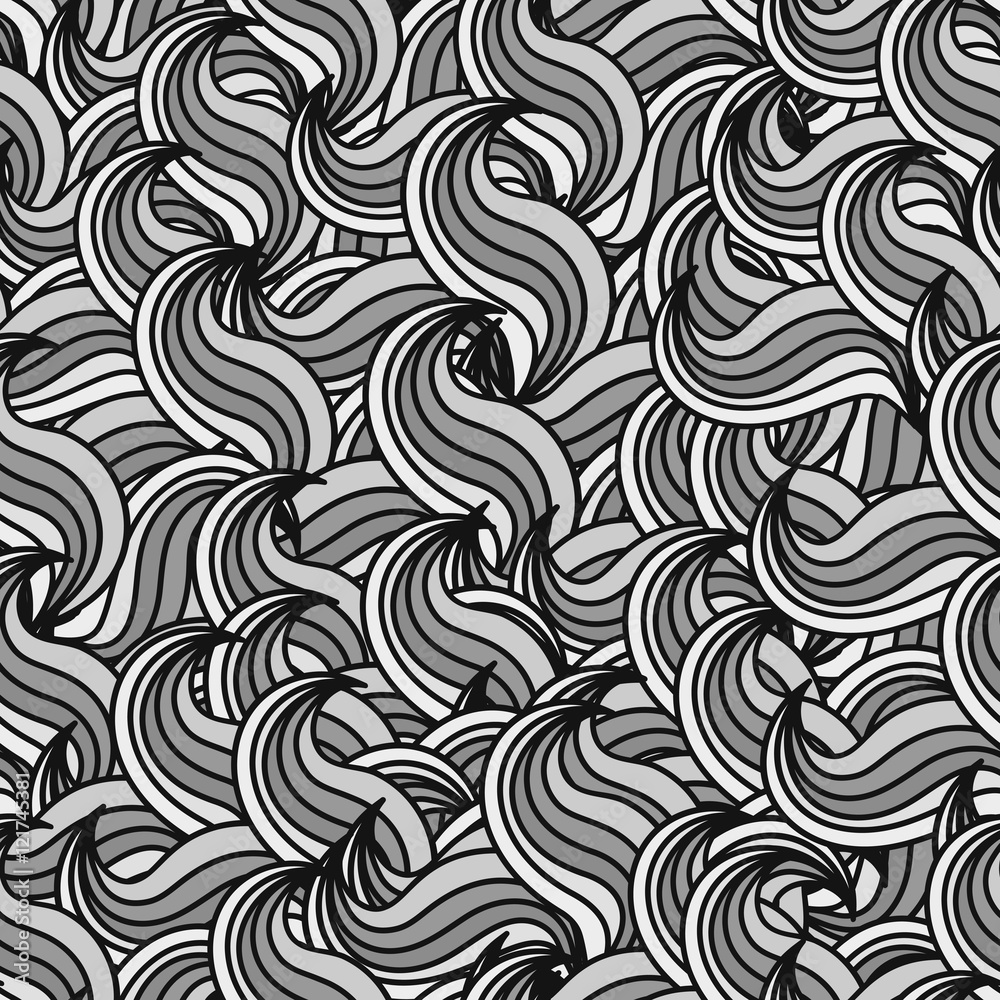  vector seamless abstract hand-drawn pattern. Hand drawn seamless wave background,  Wave patterns . 
