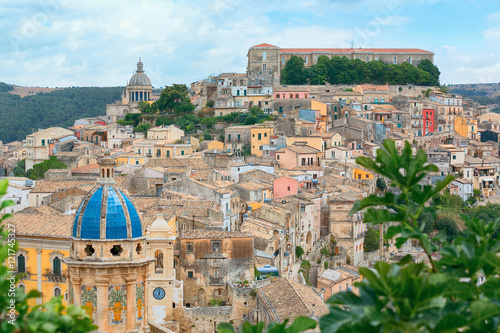 The cityscape of the town of Ragusa Ibla in Sicily in Italy photo