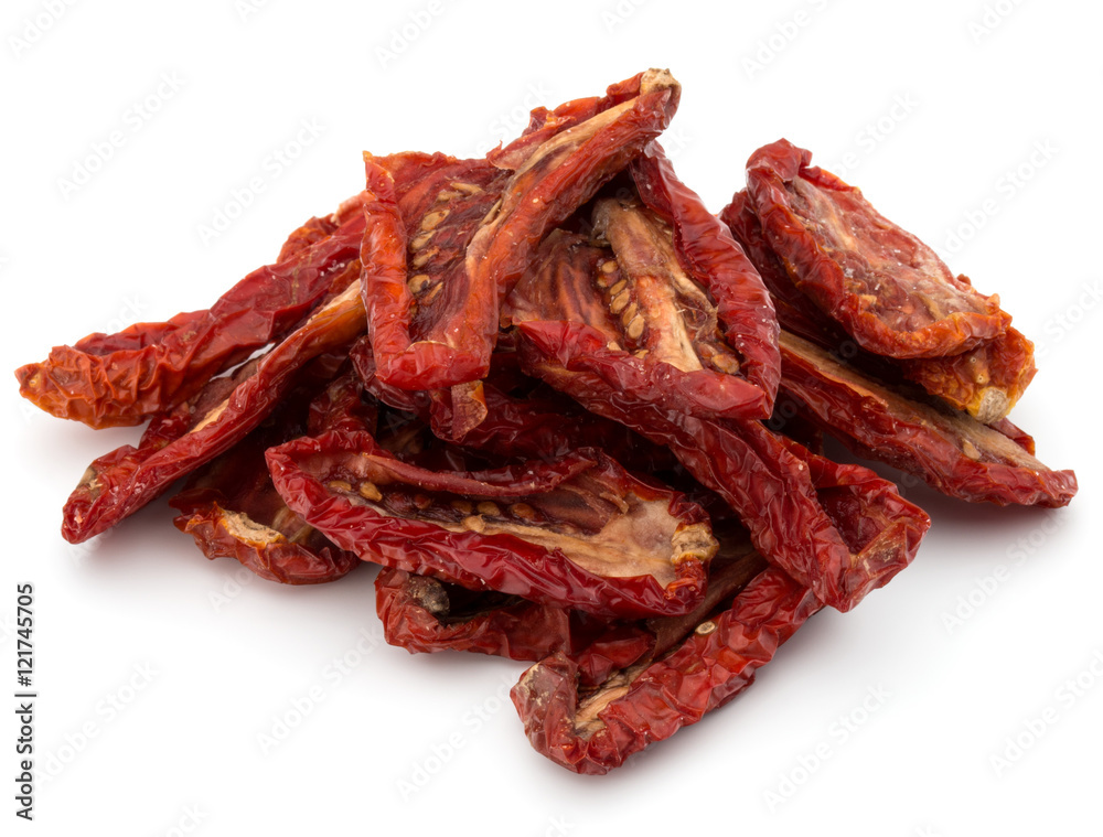 Dried tomatoes isolated on white background cutout Dried tomatoes isolated on white background cutout