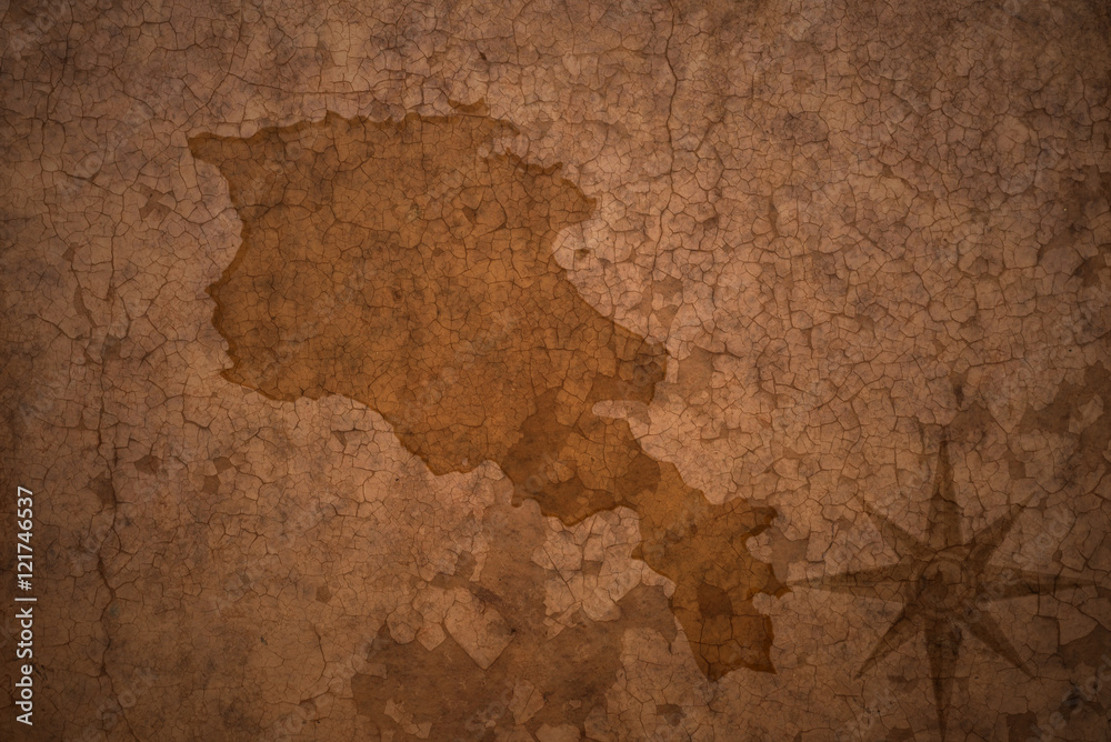 armenia map on vintage crack paper background