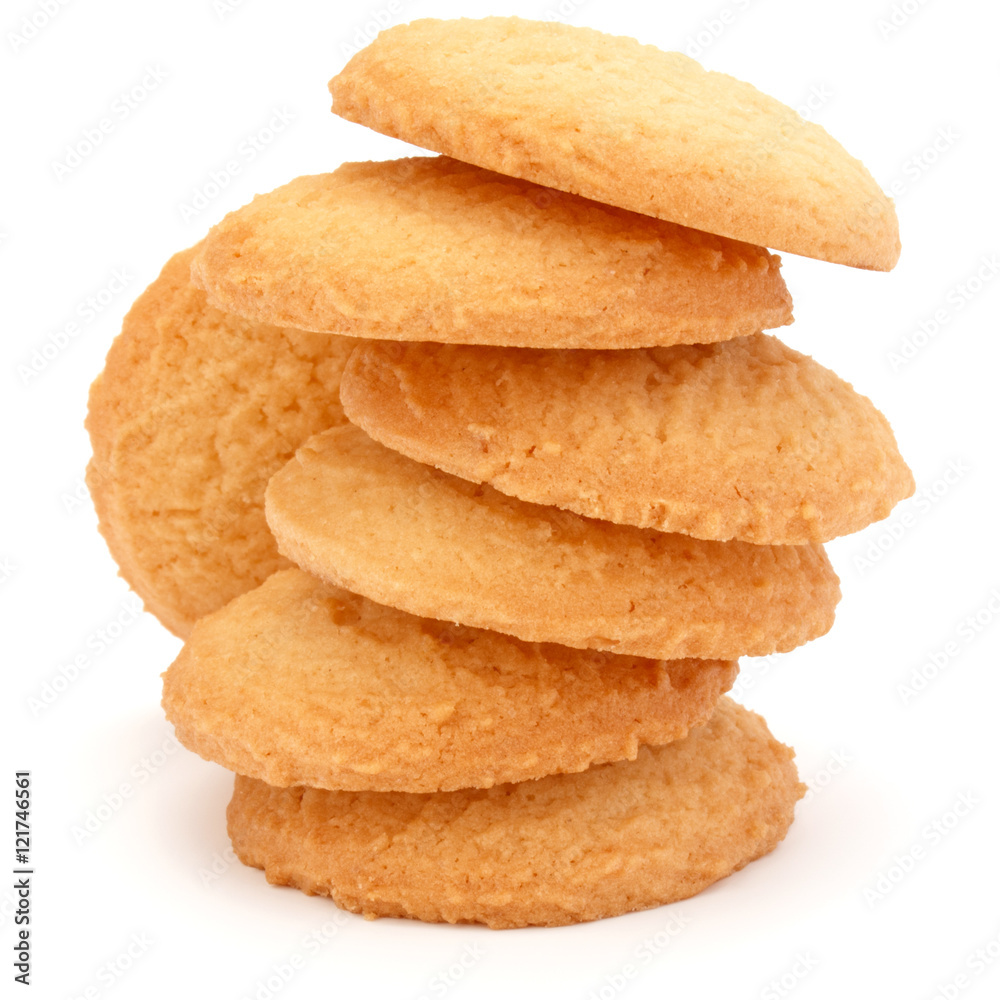 stacked short pastry cookies isolated on white background stacked short pastry cookies isolated on white background
