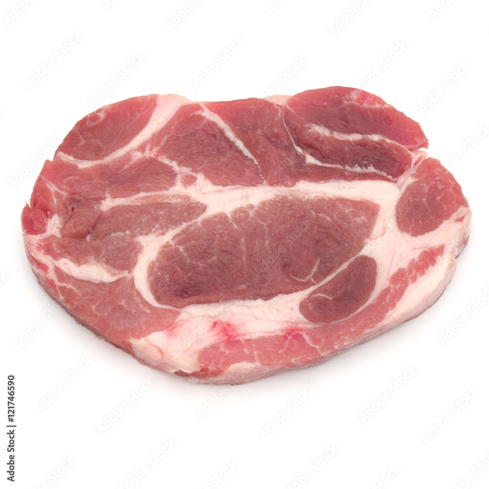 Raw pork chop meat isolated on white background cutout Raw pork chop meat isolated on white background cutout
