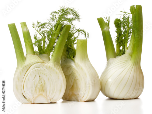 Fresh fennel bulb isolated on white background close up photo