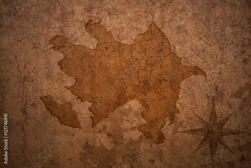 azerbaijan map on vintage crack paper background