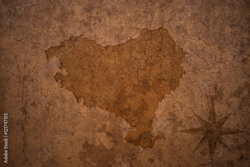 basque country map on vintage crack paper background