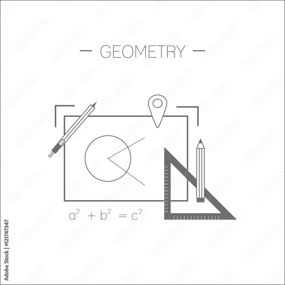 Geometry icon. Flat design minimalistic vector illustration Geometry icon. Flat design minimalistic vector illustration