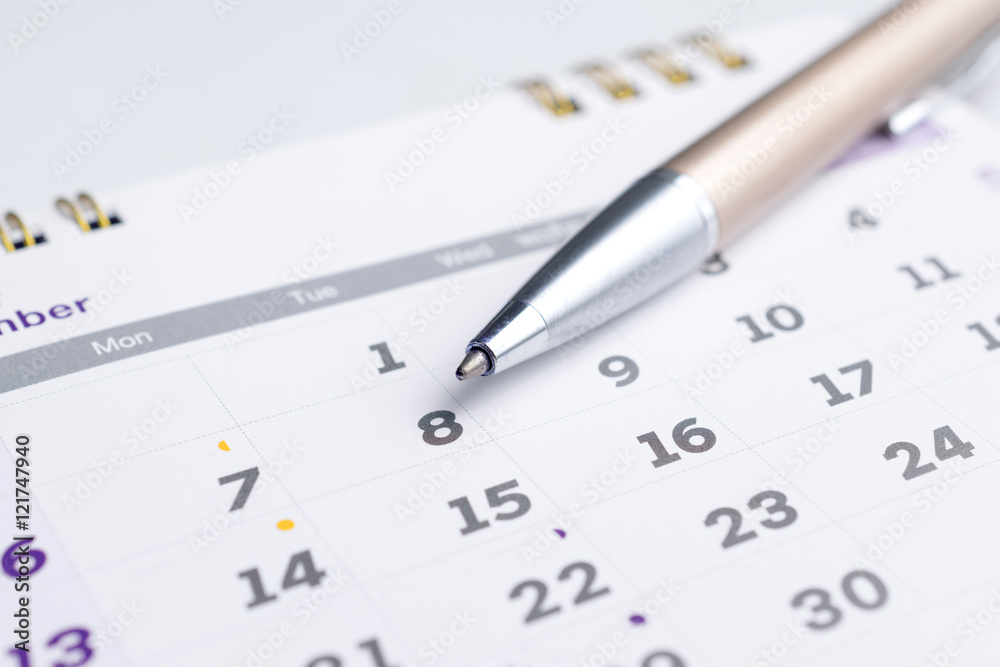 calendar page with selected 8 of december,2016 marking with a ba calendar page with selected 8 of december,2016 marking with a ba