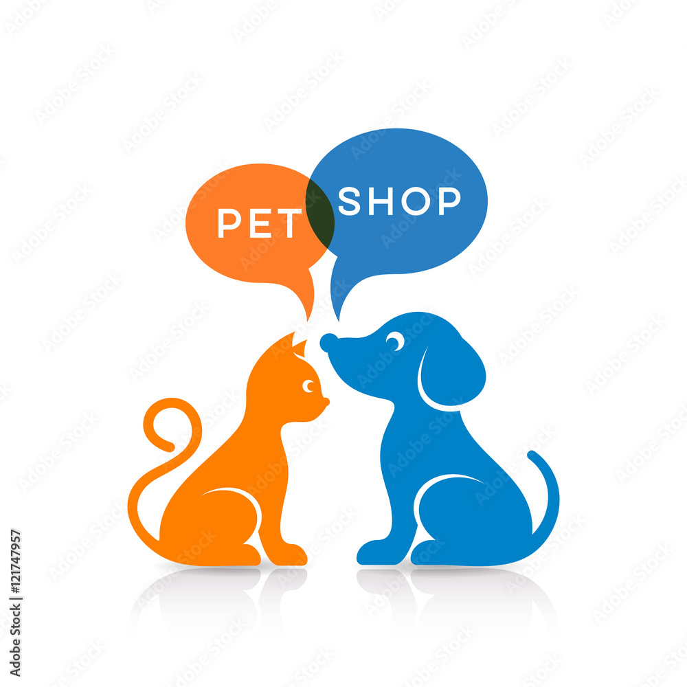 Colorful cute cat and dog silhouettes Colorful cute cat and dog silhouettes