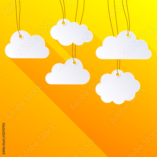 White blank hanging paper clouds