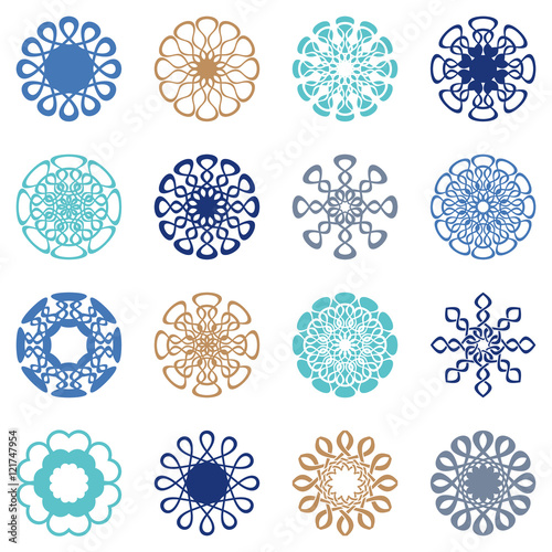 Abstract geometric round ornaments collection