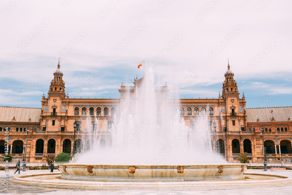 Plaza De Espana In Seville, Andalusia, Spain. Renaissance Reviva
