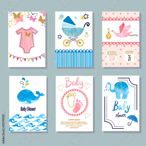 Watercolor Baby Shower set....
