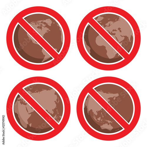 vector flat icons to stop global earth pollution