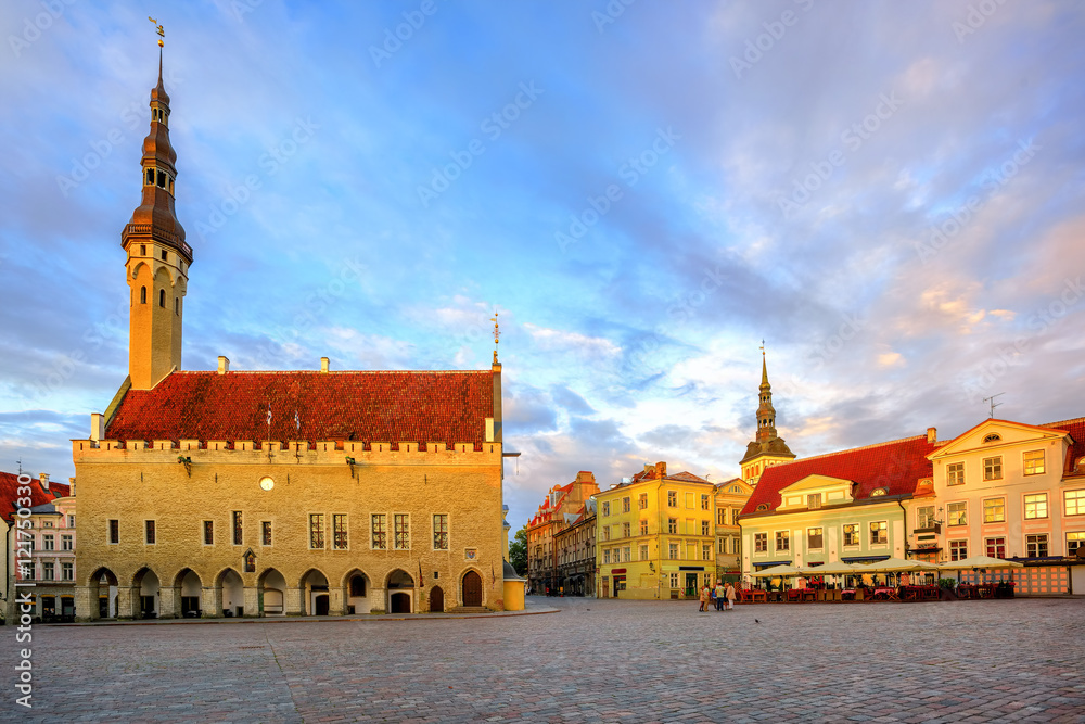 Town Hall Square in the old Town of Tallinn, Estonia