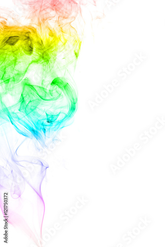 The movement of smoke cigarettes on a white background .