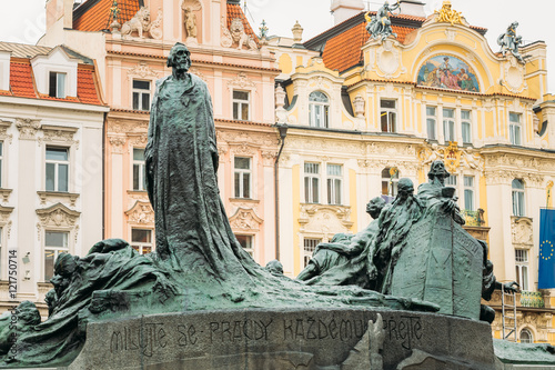 Jan Hus Memorial on the Old Town Square in Prague, Czech Republic