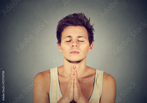Εκτύπωση καμβά Man praying hands clasped hoping for best asking for forgiveness