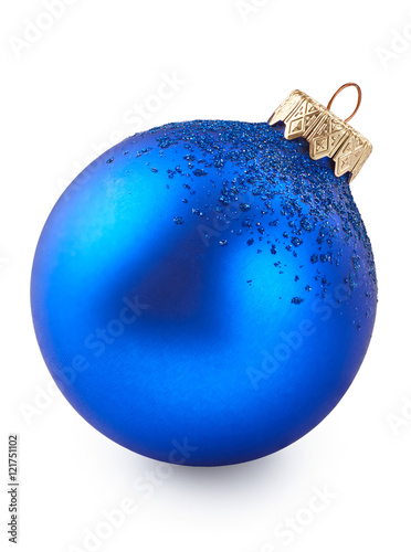 Blue christmas ball isolated on white background