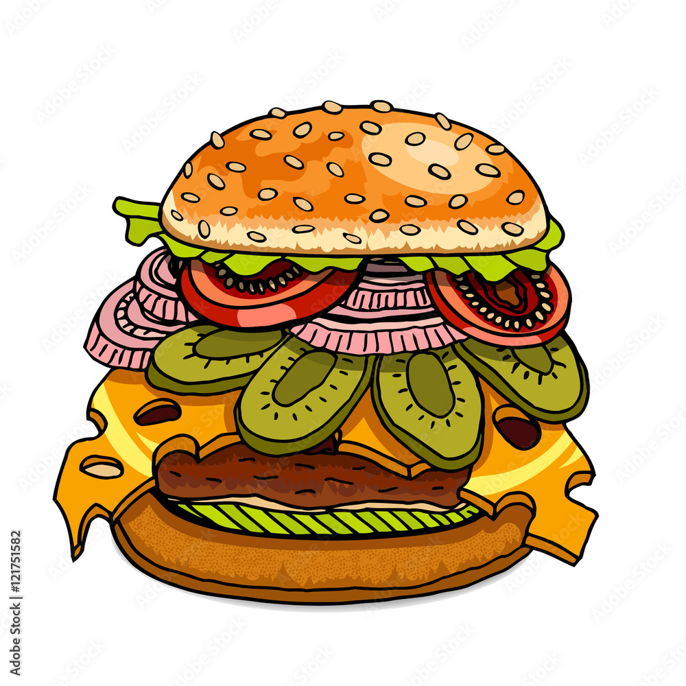 Hamburger isolated on white Hamburger isolated on white
