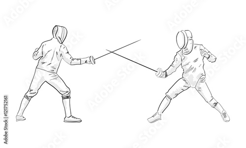 Fencing sketch vector drawing
