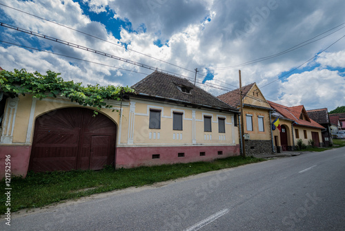 Fototapeta Naklejka Na Ścianę i Meble -  typical house facade in Saxon Sibiel village in Romania
