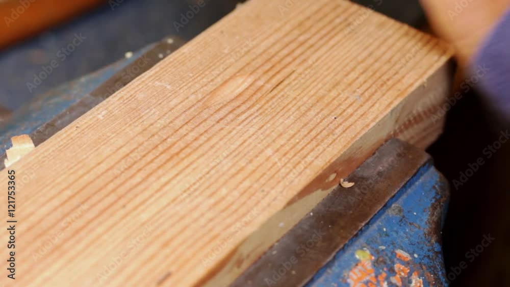 Carving of wooden plank, closeup, low focus Carving of wooden plank, closeup, low focus