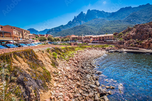 Historic old city center of Porto town, near Piana, Corsica, France, Europe photo