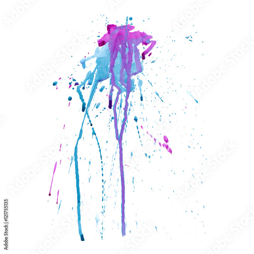 Colorful abstract watercolor texture with splashes and spatters and drips. Modern creative watercolor background for trendy design.