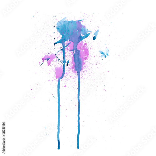 Colorful abstract watercolor texture with splashes and spatters and drips. Modern creative watercolor background for trendy design.