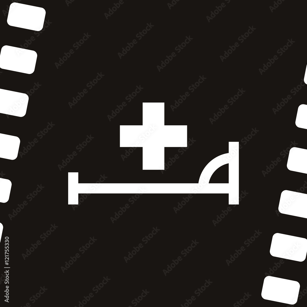 Obraz premium Vector icon with bed and cross