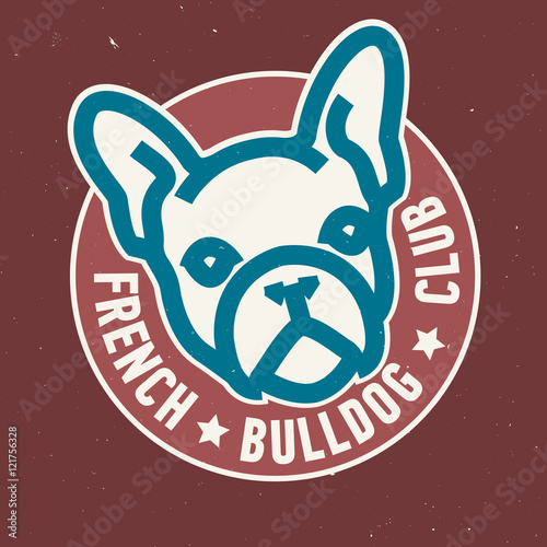 French Bulldog Club Circle Emblem Design. Vector Image.