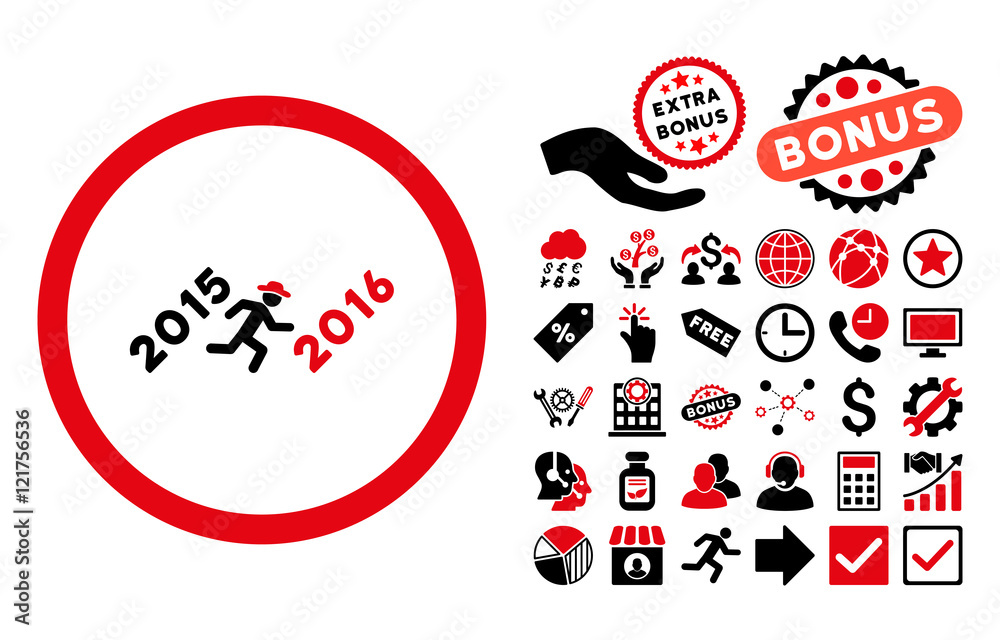 Run to 2016 Year icon with bonus pictograph collection. Vector ...