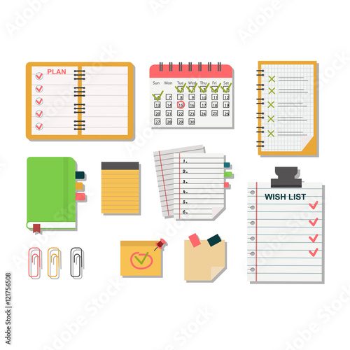 Vector notebook agenda business note. Meeting notebook plan work reminder agenda business note. Schedule calendar planner organizer agenda business note appointment concept.