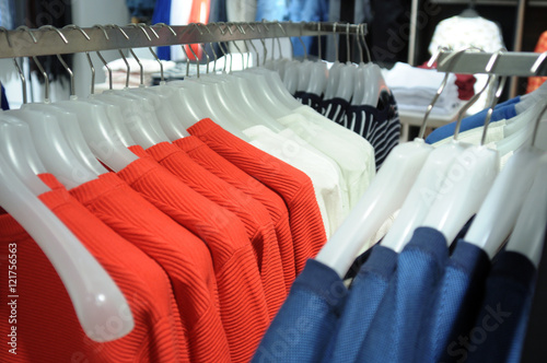 colorful shirts on hangers