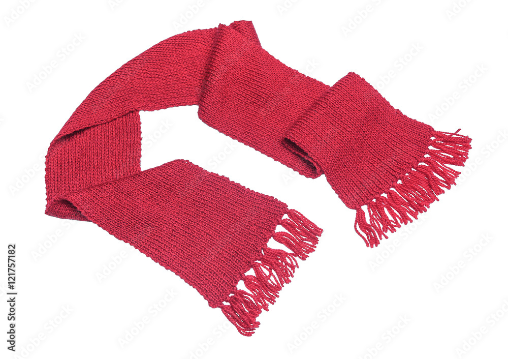 Red scarf on a white background. Stock Photo | Adobe Stock