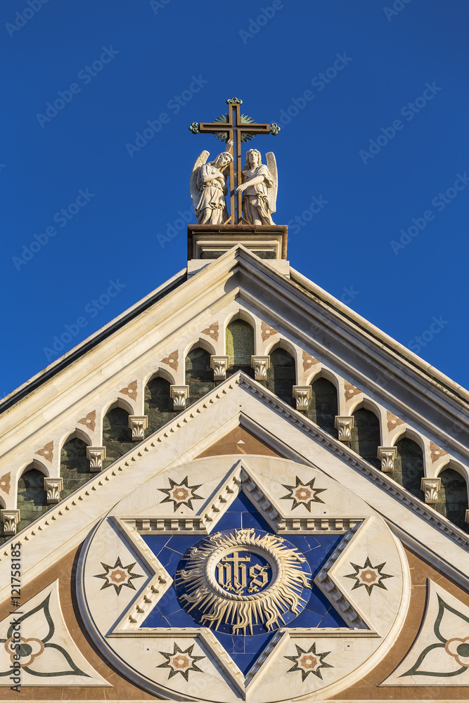sculptures on the facade of the Basilica of Santa Croce