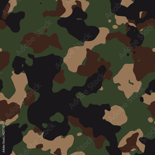 Seamless green and brown classic fashion woodland camo pattern vector
