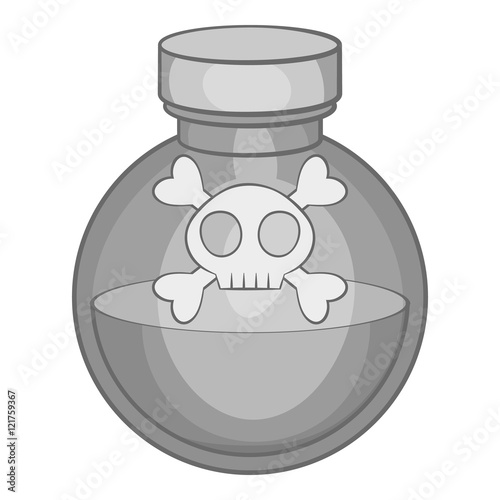 Bottle of poison icon in black monochrome style isolated on white background. Toxic symbol vector illustration
