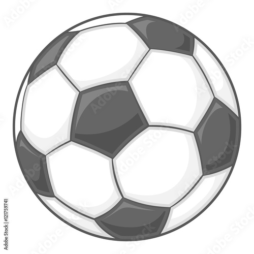 Soccer ball icon in black monochrome style isolated on white background. Sport symbol vector illustration