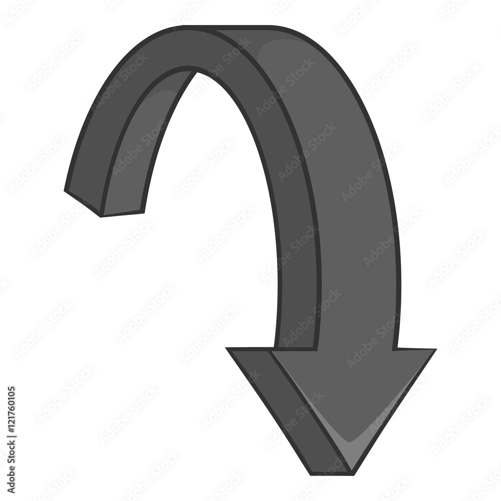 Big arrow down icon in black monochrome style isolated on white background. Click and choice symbol vector illustration Big arrow down icon in black monochrome style isolated on white background. Click and choice symbol vector illustration