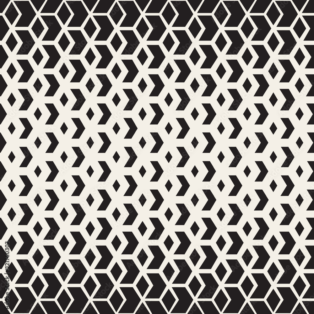 Vector Seamless Black and White Halftone Chevron Grid Pattern Vector Seamless Black and White Halftone Chevron Grid Pattern