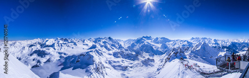 Canvas Print Winterpanorama vom Mont Fort mit Mont Blanc