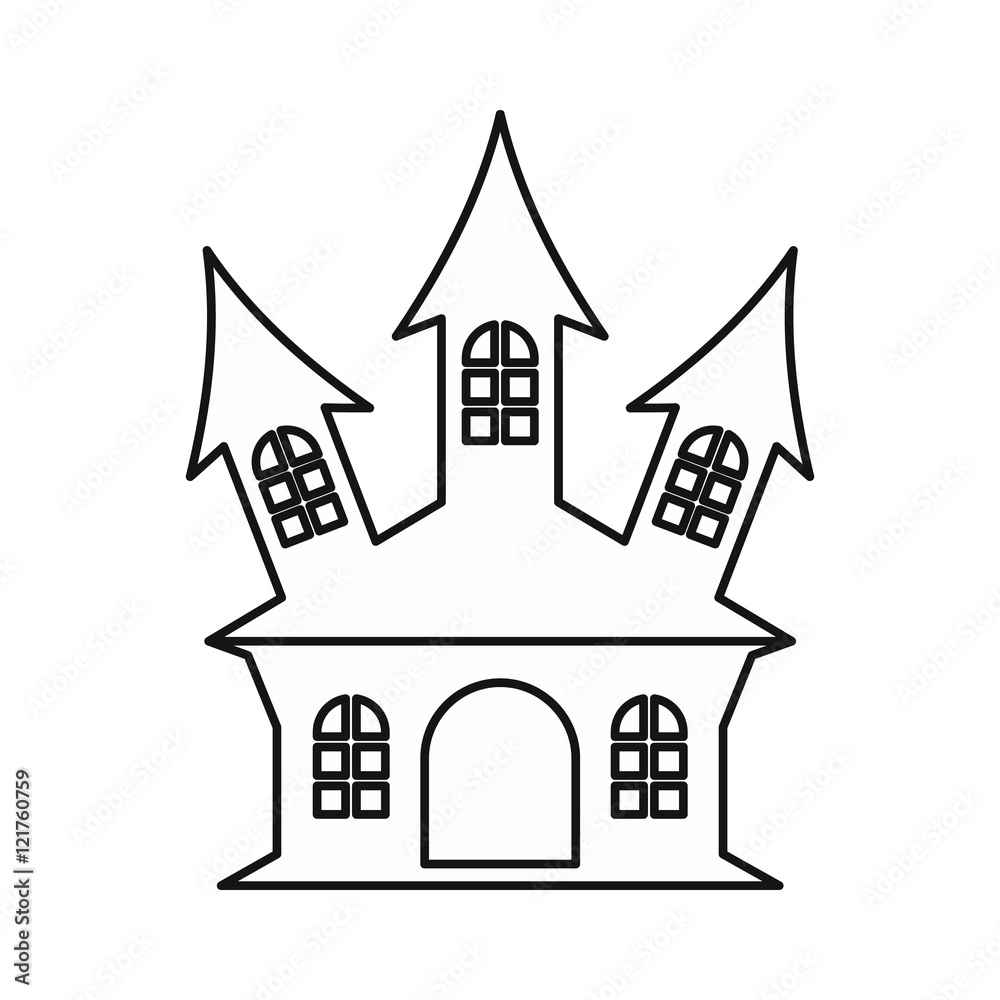 Ancient palace icon in outline style isolated on white background. Structure symbol vector illustration