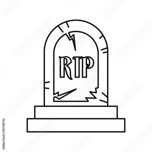 Grave RIP icon in outline style isolated on white background. Death symbol vector illustration